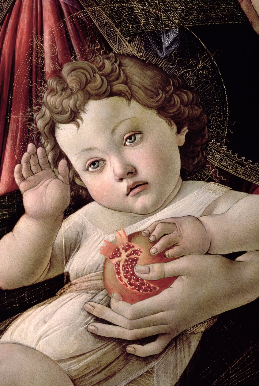 Detail Ježíška z tempery Madony z granátového jablka na panelu viz 44340 od Sandro Botticelli