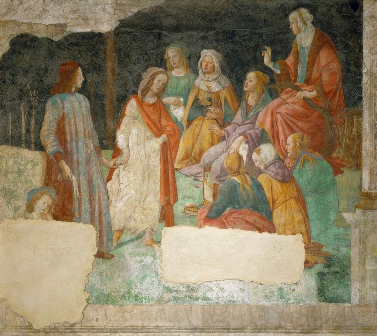 Minerva přivede do domu mladíka (Lorenzo Tornabuoni?). od Sandro Botticelli