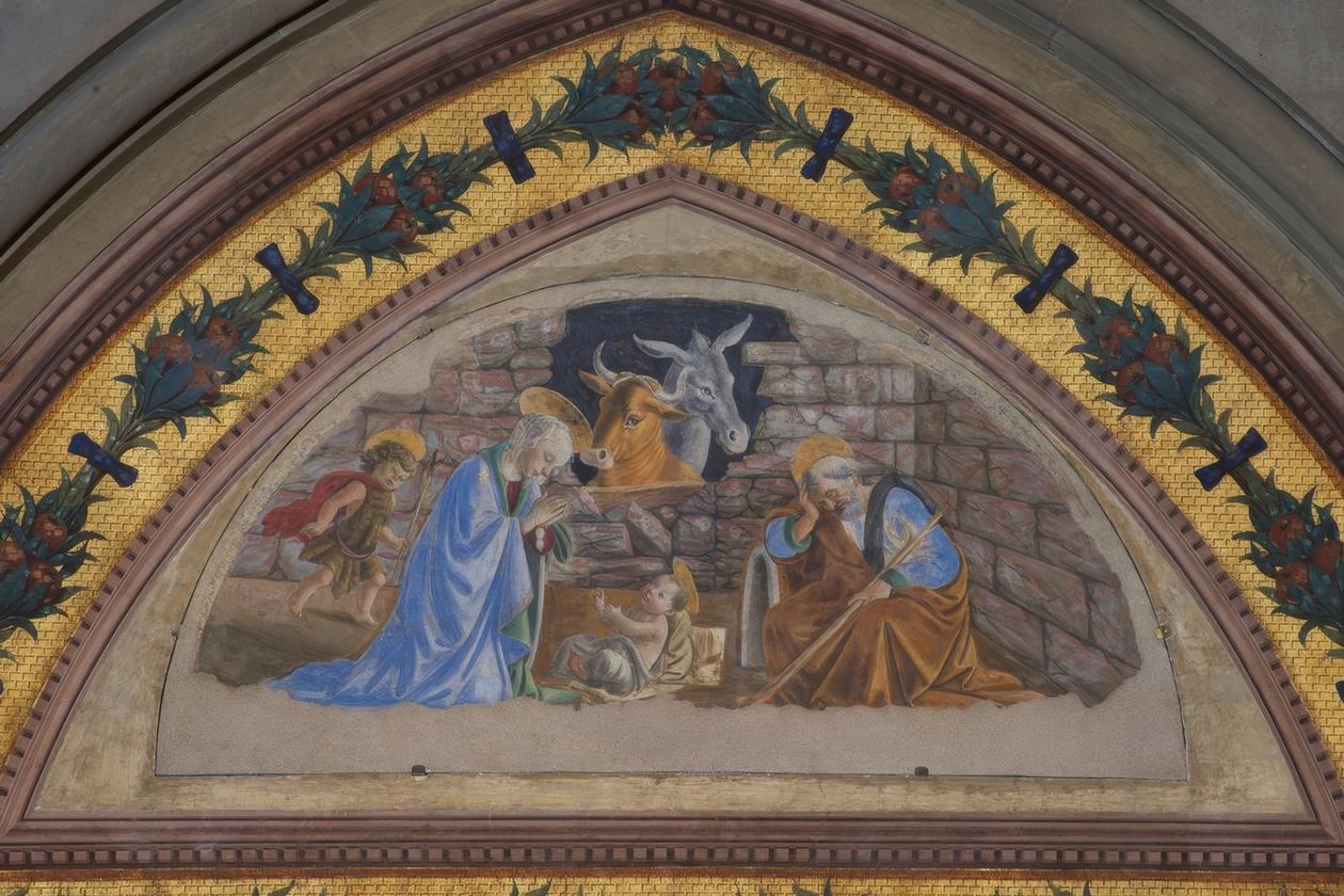 Narození Krista s chlapcem Johnem, který spěchá od Sandro Botticelli