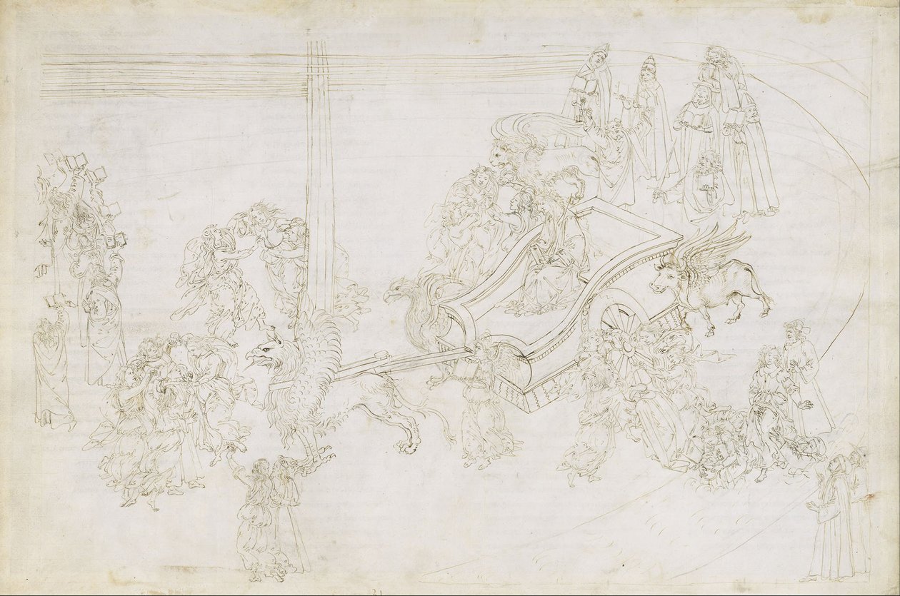 Ilustrace k Božské komedii od Dante Alighieri Purgatorio 31, 1480-1490 od Sandro Botticelli