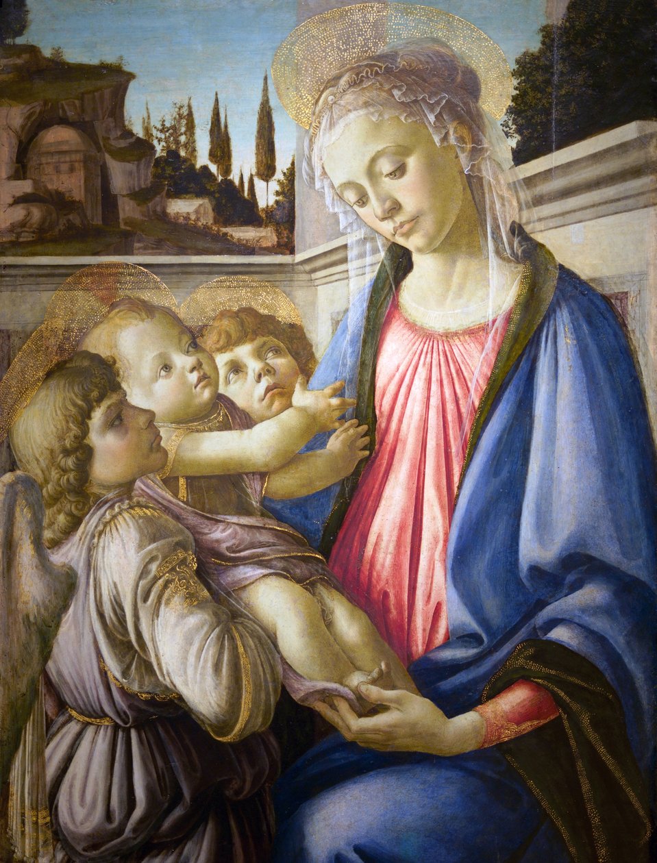 Italština:  Madonna col Bambino e due angeli Madona s dítětem a dva andělé od Sandro Botticelli