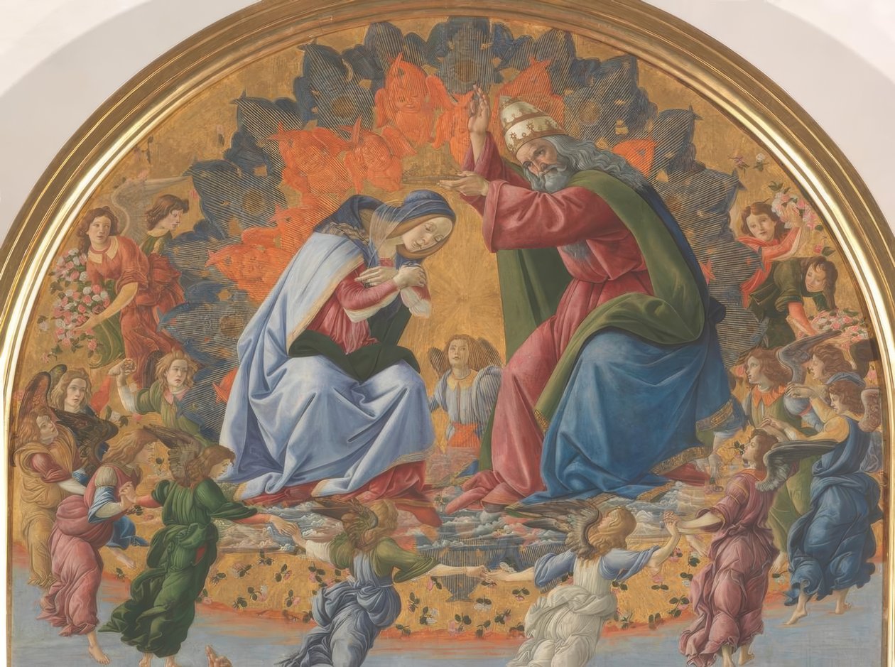 Korunovace Marie čtyřmi svatými od Sandro Botticelli