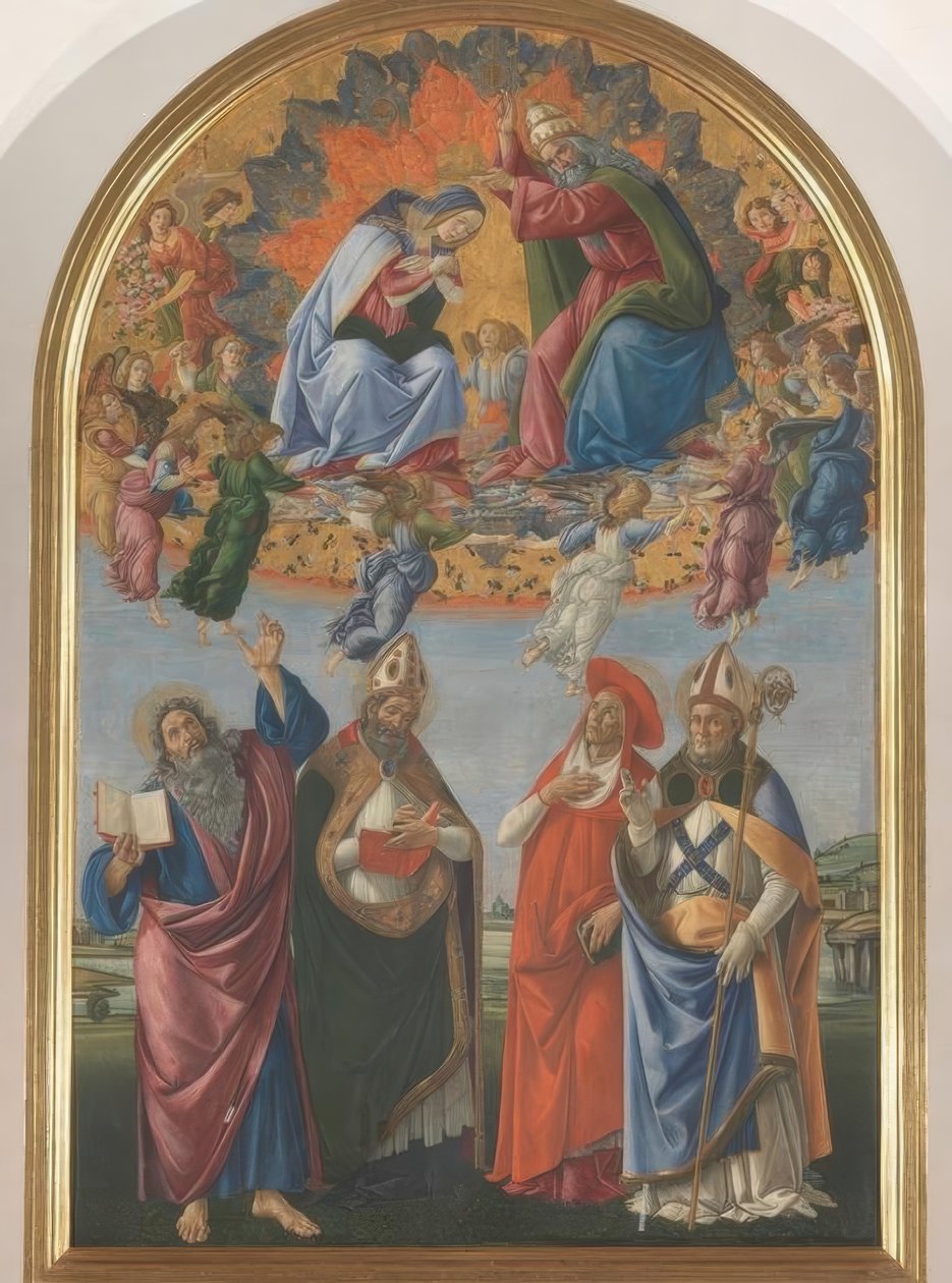 Korunovace Marie čtyřmi svatými od Sandro Botticelli