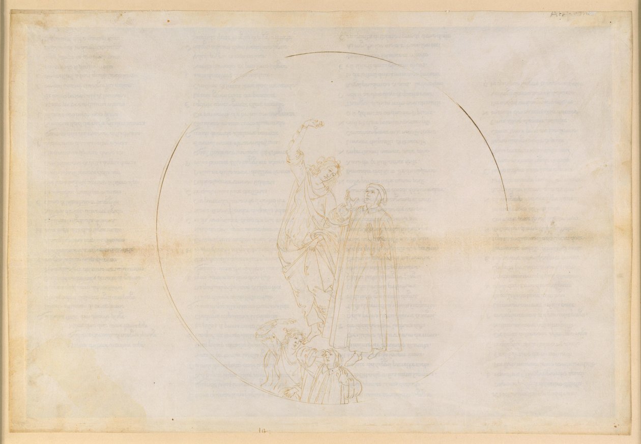 La Divina Commedia, Paradiso XIV. Čtvrtá planetární sféra (sluneční nebe): Šalomoun vypráví Dantemu o proměně těla po vzkříšení; vzlet do sféry Marsu; vidění Krista od Sandro Botticelli