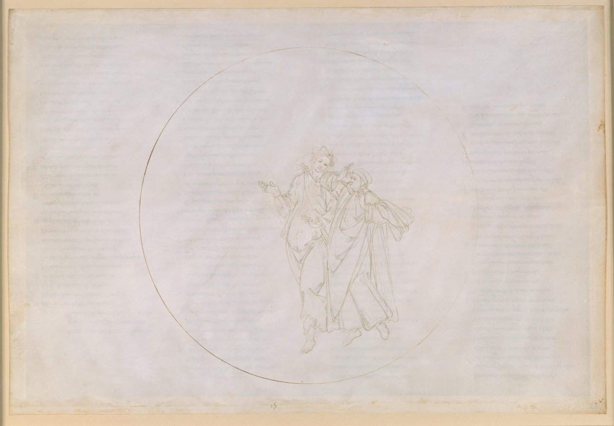 La Divina Commedia, Paradiso XV. Pátá planetární sféra (nebe Marsu): Cacciaguida, praotec rodu Alighieri, vypráví Dantemu o svých předcích ve staré Florencii od Sandro Botticelli
