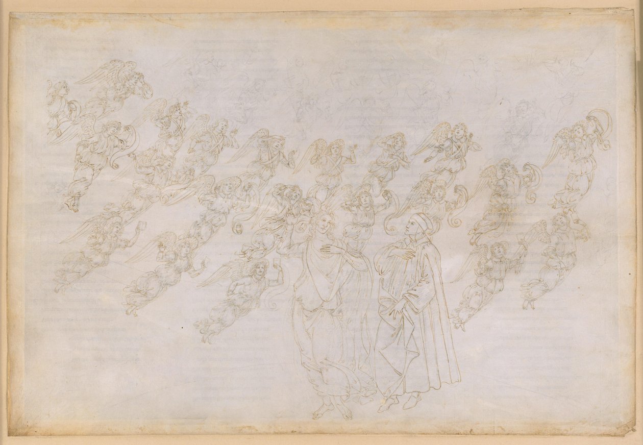 La Divina Commedia, Paradiso XXIX. Devátá sféra (Křišťálová obloha neboli Primum Mobile): Beatrice poučuje Danteho o stvoření a podstatě andělů od Sandro Botticelli