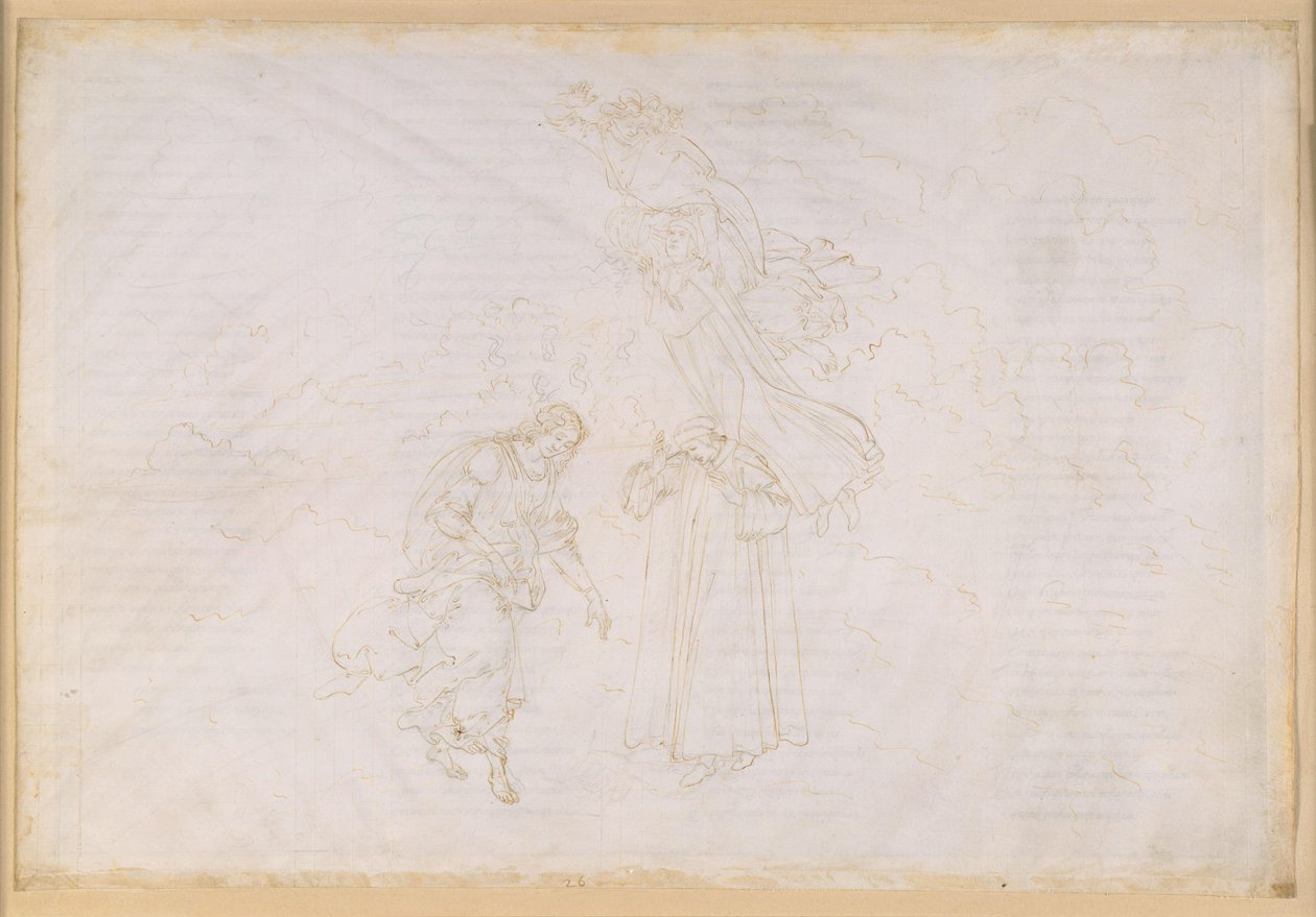 La Divina Commedia, Paradiso XXVII. Osmá sféra (nebe pevných hvězd): Petr pronáší kázání odsuzující zkažené papežství; vzestup do křišťálového nebe, k Primum Mobile od Sandro Botticelli