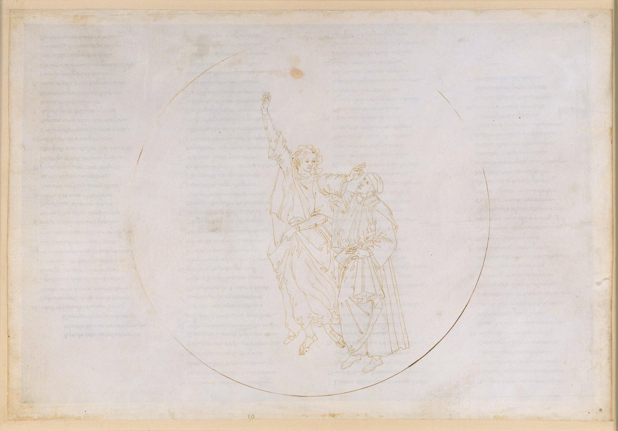 La Divina Commedia, Paradiso X. Výstup do čtvrté planetární sféry (sluneční nebe): Světlo Tomáše Akvinského představuje Dantovi nebe mudrců od Sandro Botticelli