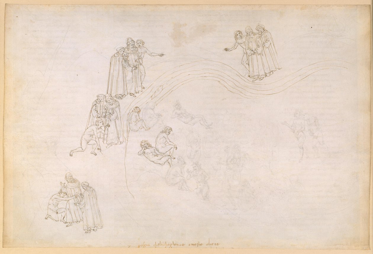 La Divina Commedia, Purgatorio VII. Předočistec, střední zóna: Údolí nedbalých knížat od Sandro Botticelli