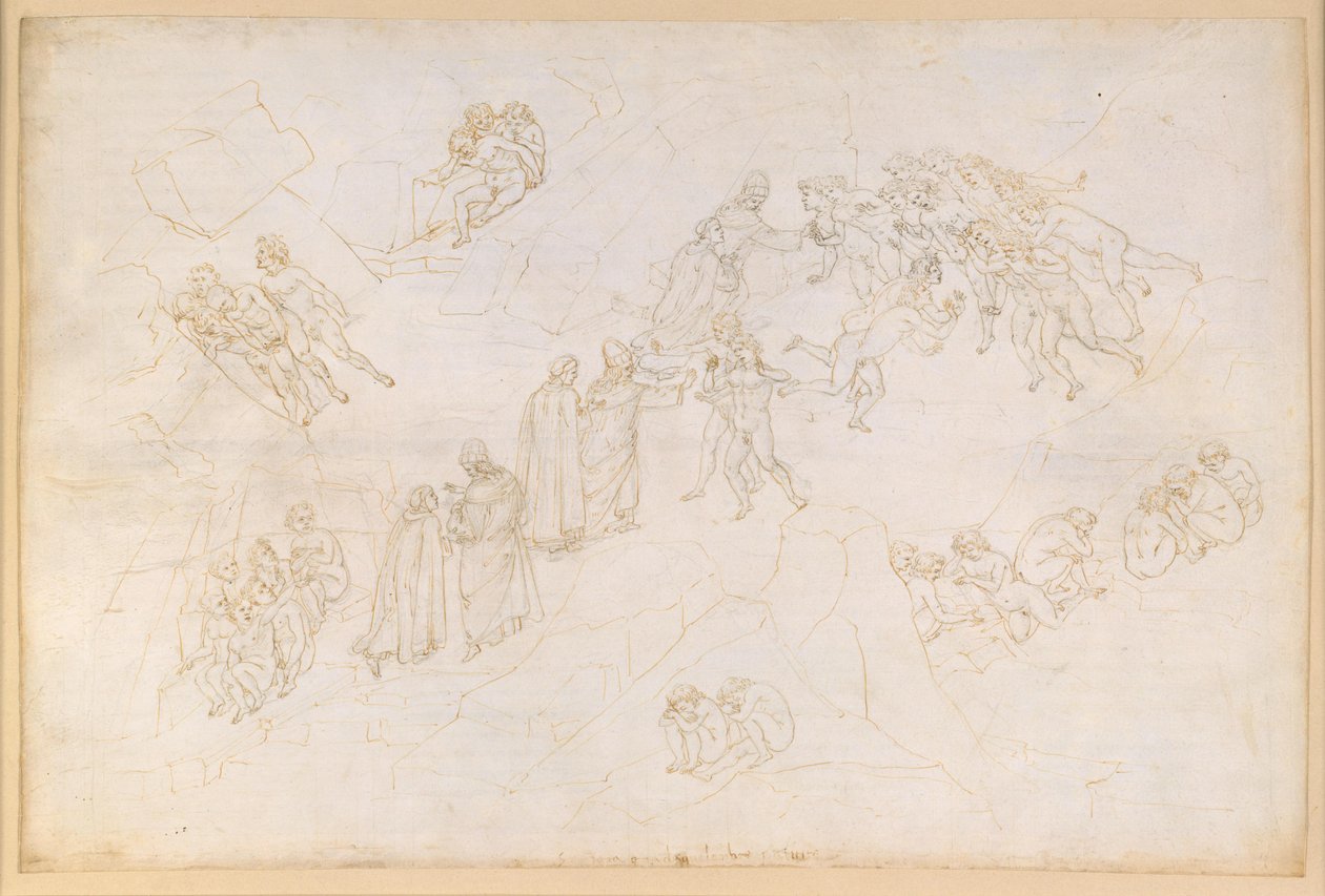 La Divina Commedia, Purgatorio V. Předočistec, střední zóna: ti, kteří zemřeli v důsledku násilného činu od Sandro Botticelli