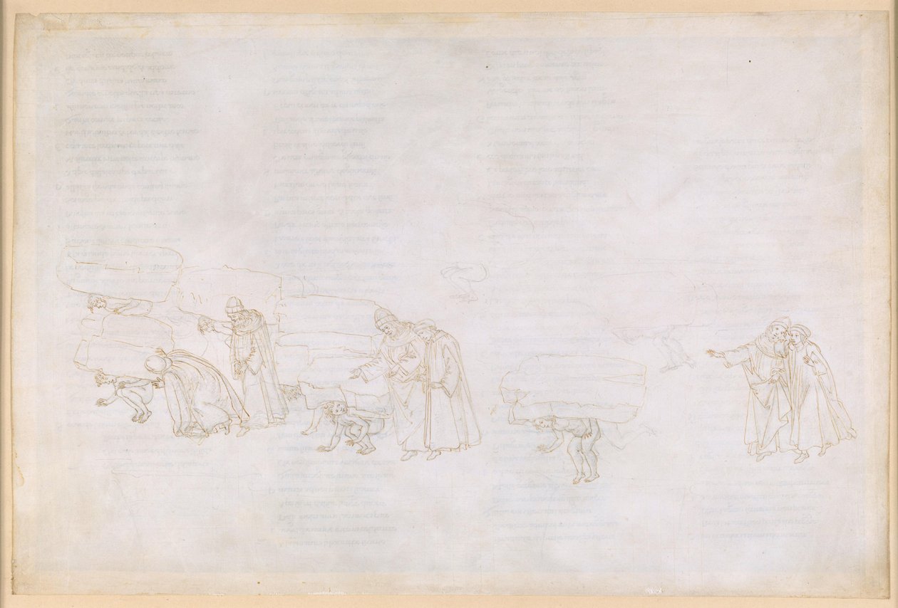 La Divina Commedia, Purgatorio XI. První kruh očistce: Pokání rytířů a umělců toužících po slávě od Sandro Botticelli