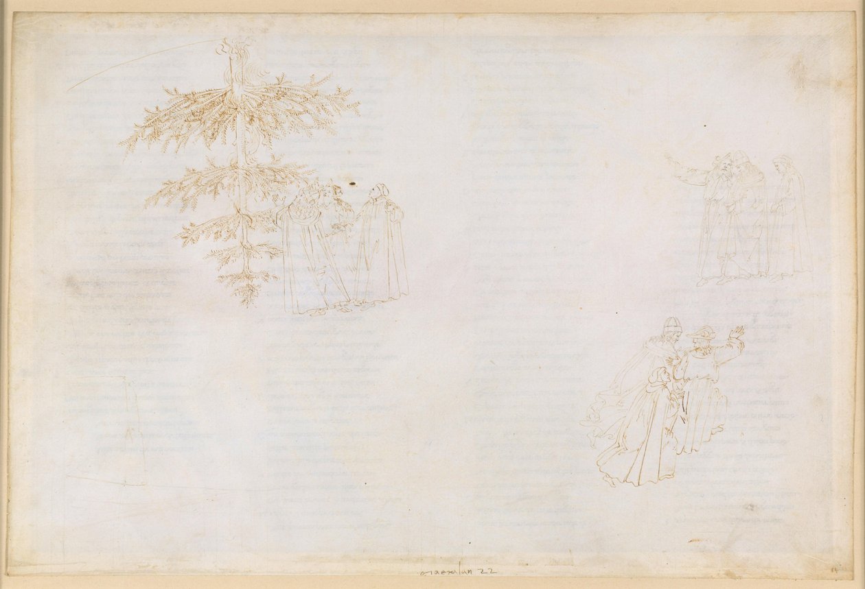 La Divina Commedia, Purgatorio XXII: Výstup do šestého kruhu očistce; rozhovory se Statiem; pokání hýřivců od Sandro Botticelli