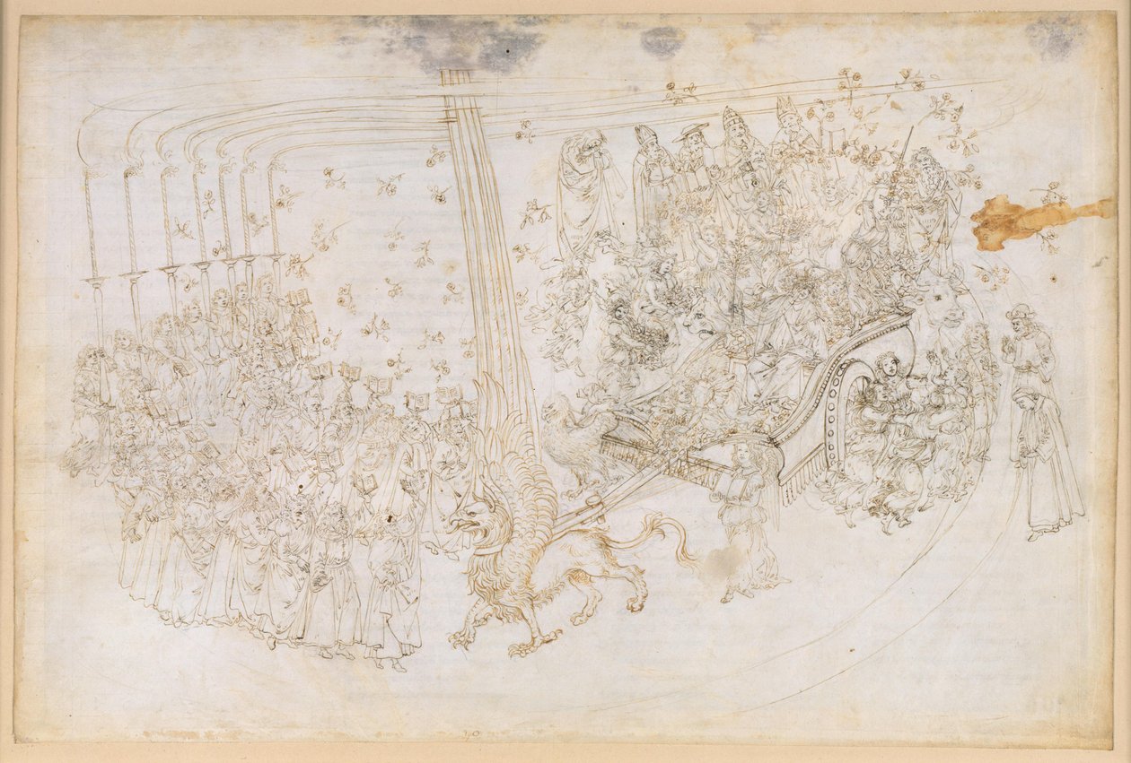 La Divina Commedia, Purgatorio XXX. Pozemský ráj: Beatrice v triumfálním voze od Sandro Botticelli