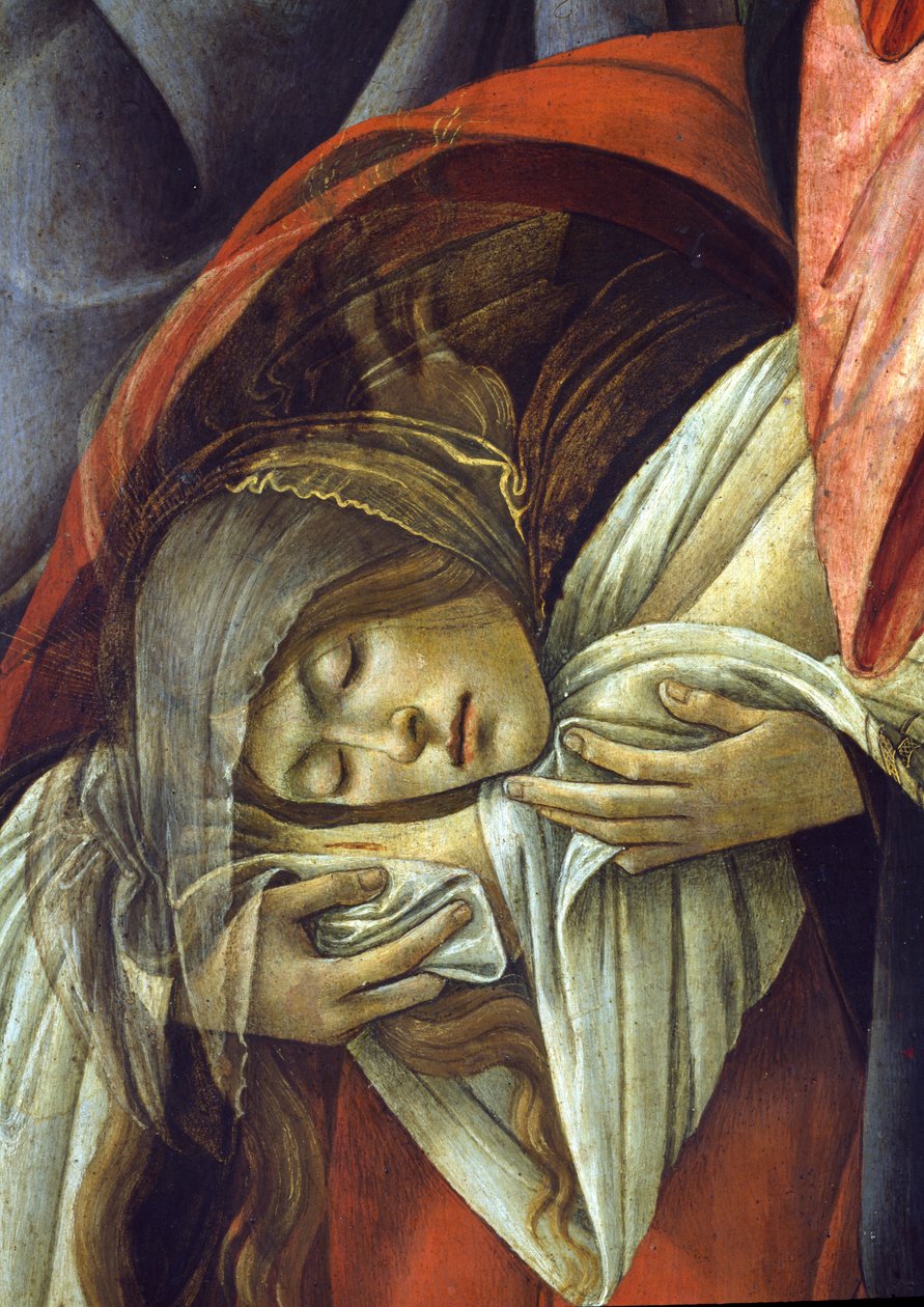 Oplakávání nad mrtvým Kristem, detail Marie Magdaleny, 1490-1500 detail 44244 od Sandro Botticelli