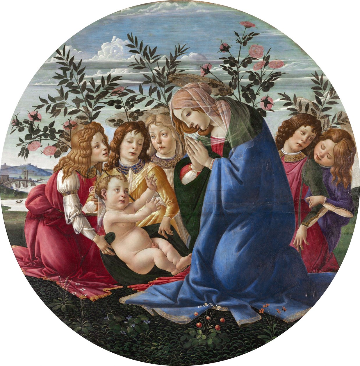 Madona klanící se dítěti s pěti anděly od Sandro Botticelli