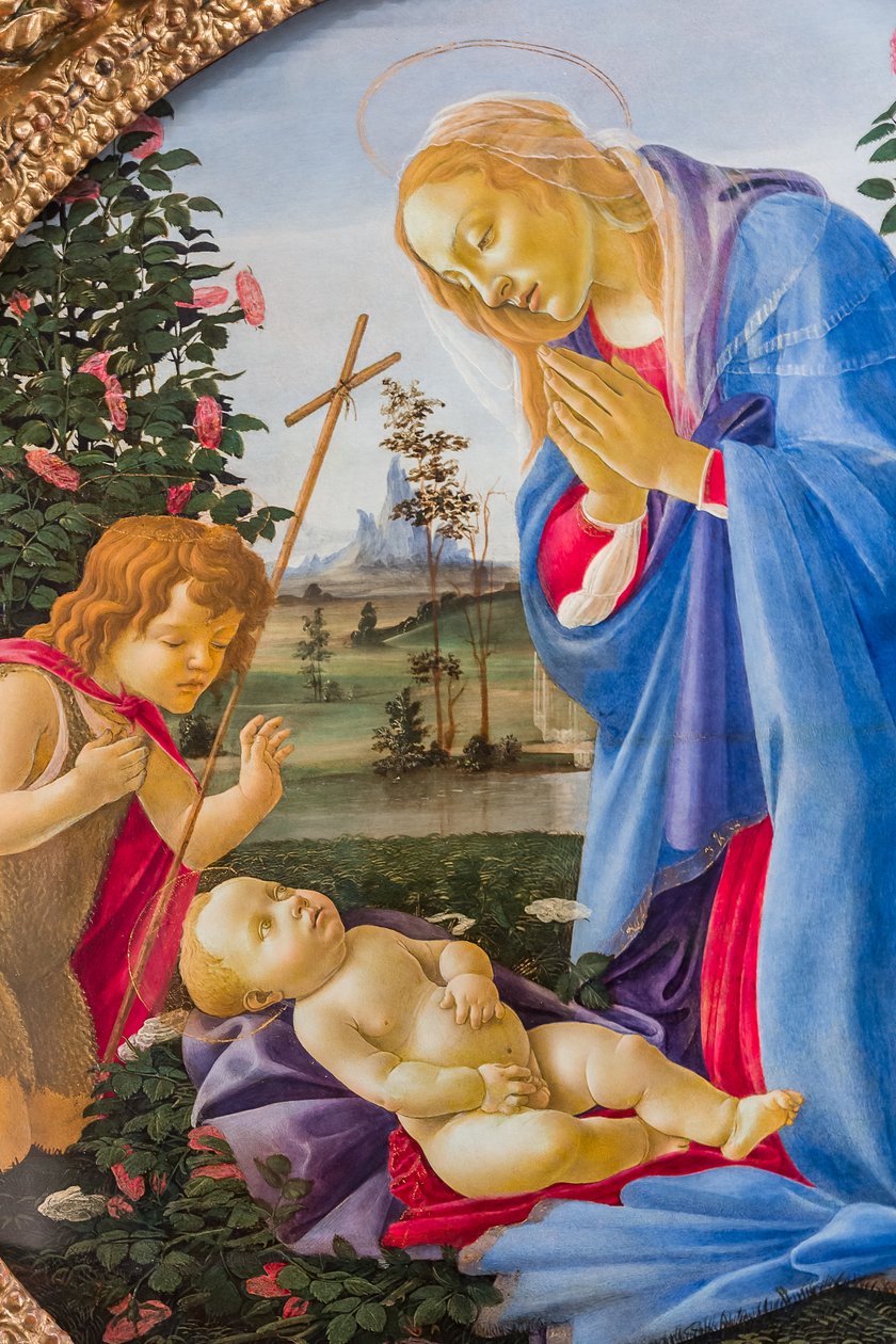 Madona zbožňující Jezulátko s mladým svatým Janem, kolem 1483-87 od Sandro Botticelli