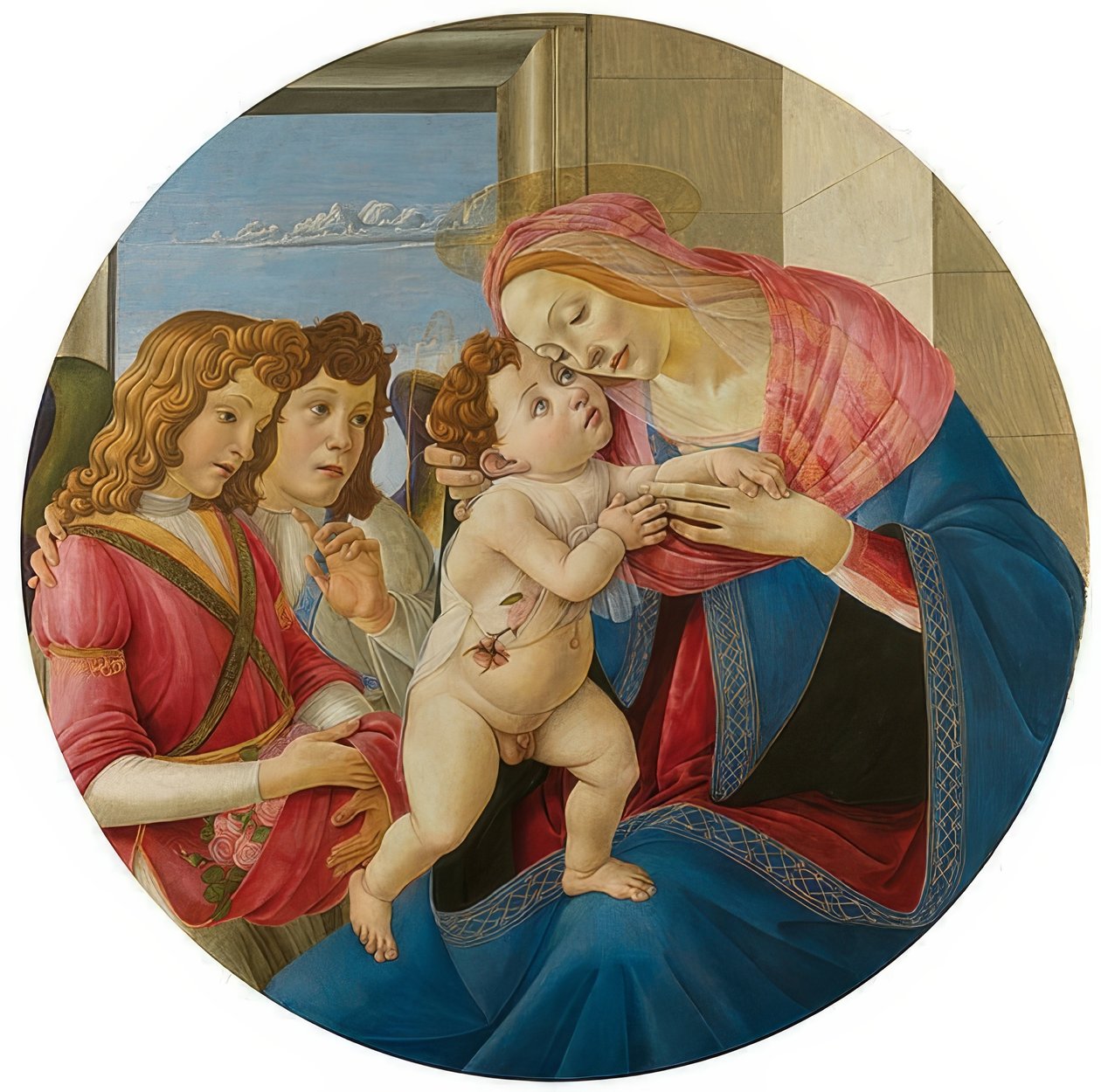 Madonna s dítětem a dvěma anděly. Kolem roku 1490 od Sandro Botticelli
