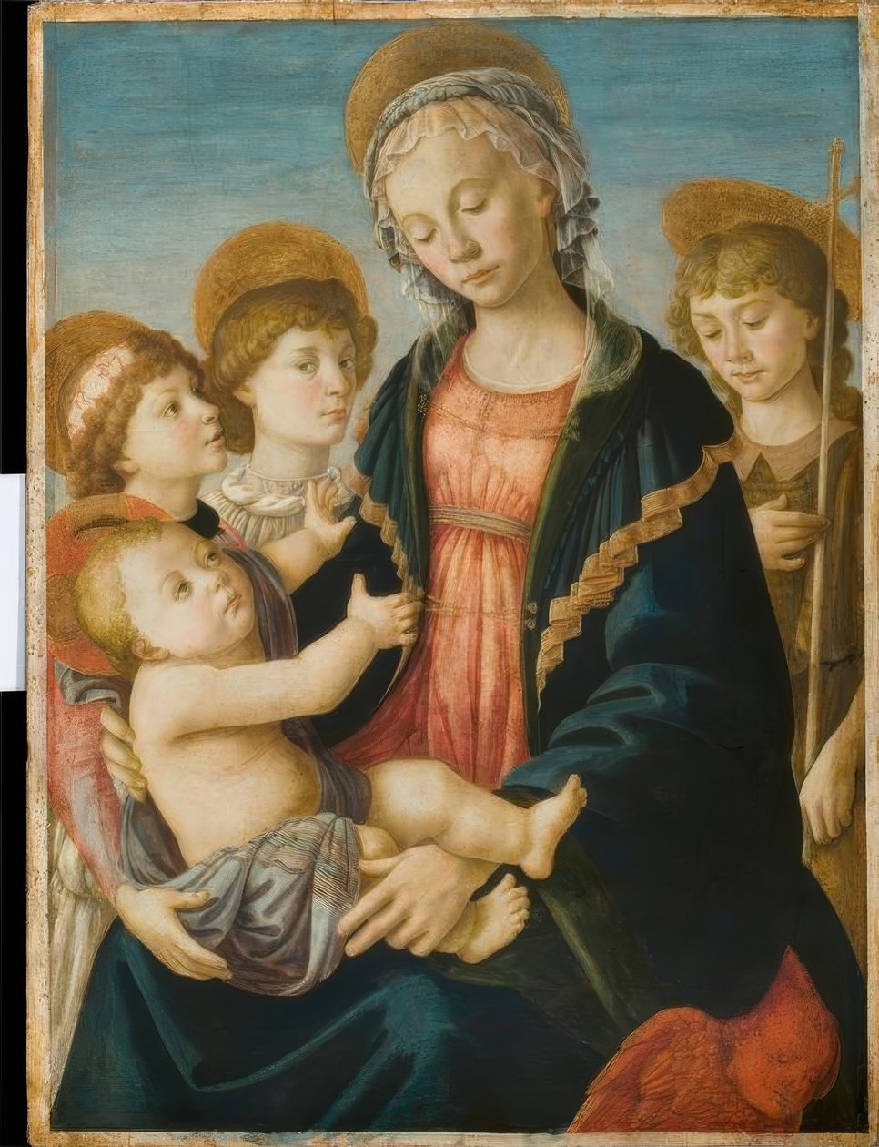 Marie s dítětem, chlapec Jan a dva andělé od Sandro Botticelli
