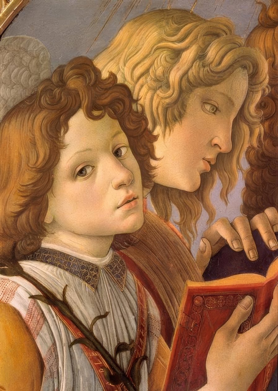 Marie s dítětem a šesti anděly od Sandro Botticelli