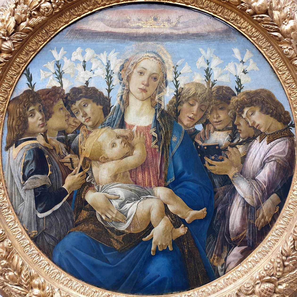 Marie s dítětem a zpívajícími anděly od Sandro Botticelli