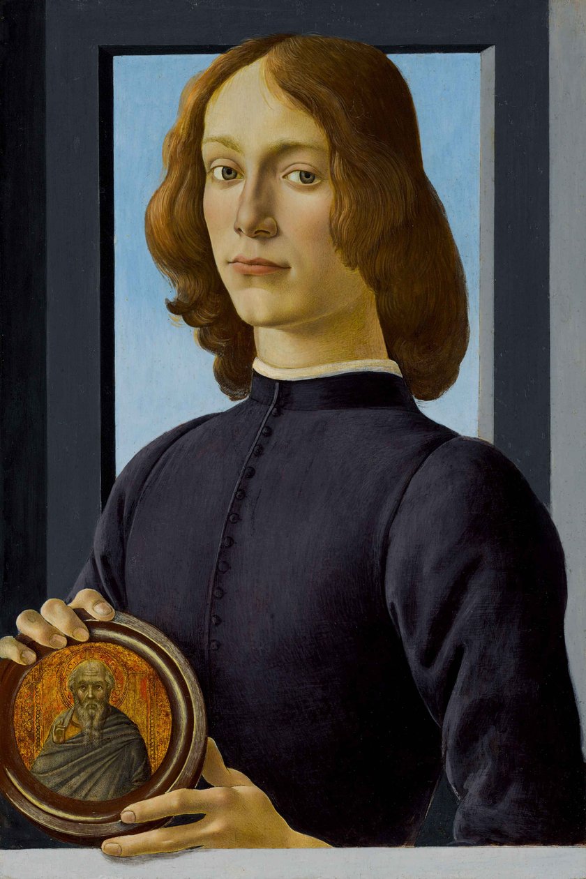 Portrét mladého muže s medailonem v ruce od Sandro Botticelli