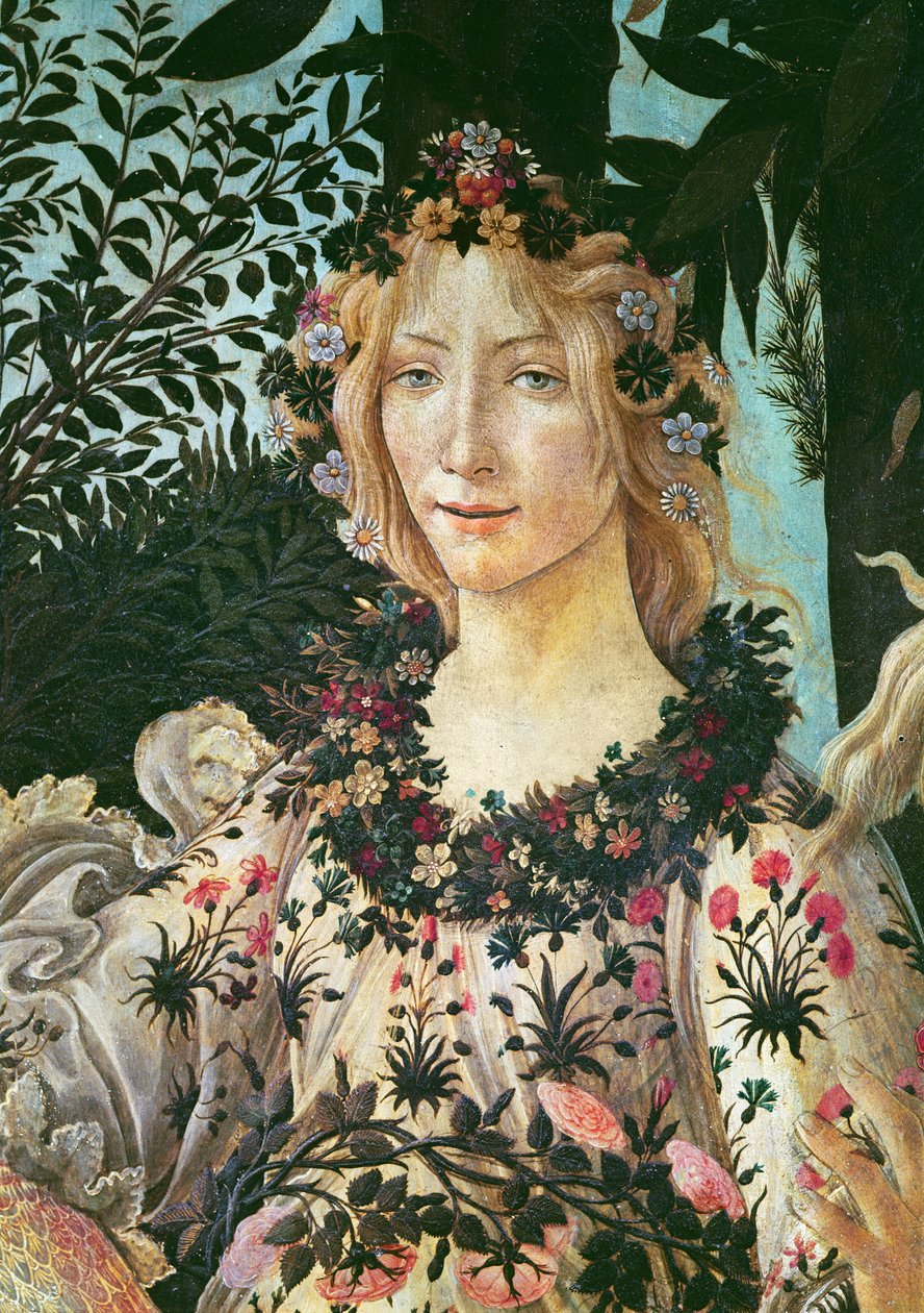 Primavera, detail Flory jako hodina jara, 1478 tempera na panelu od Sandro Botticelli