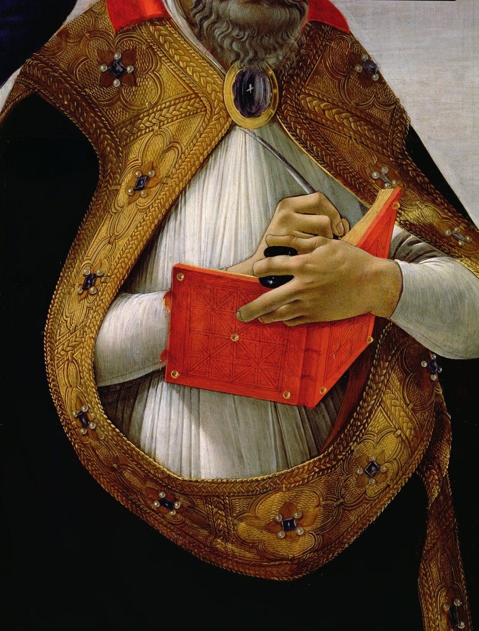 Svatý Augustin, z Korunovace Panny Marie, kolem 1488-90 tempera na detailu desky 44363 od Sandro Botticelli