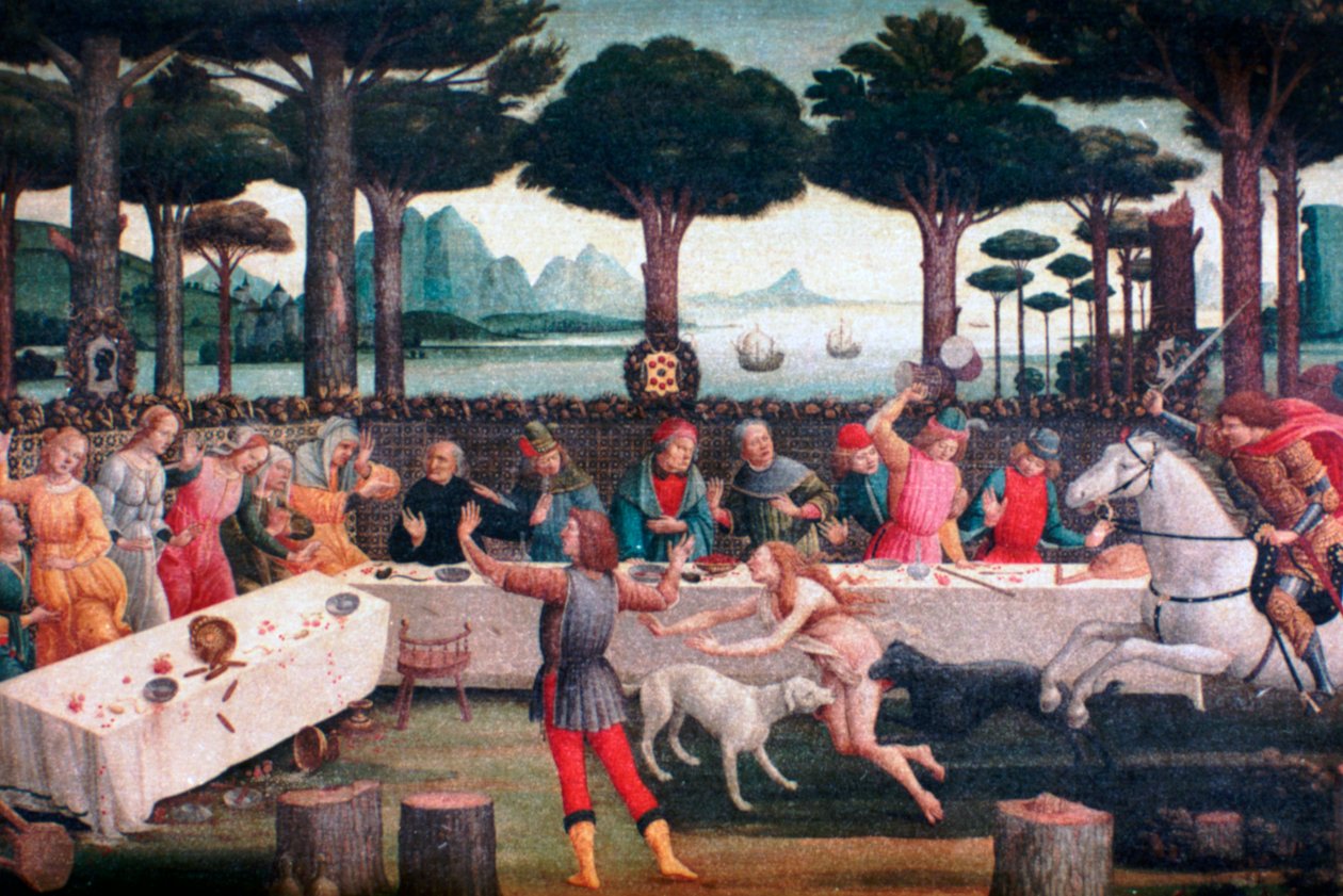 Banket v borovém lese, 1482-1483 od Sandro Botticelli