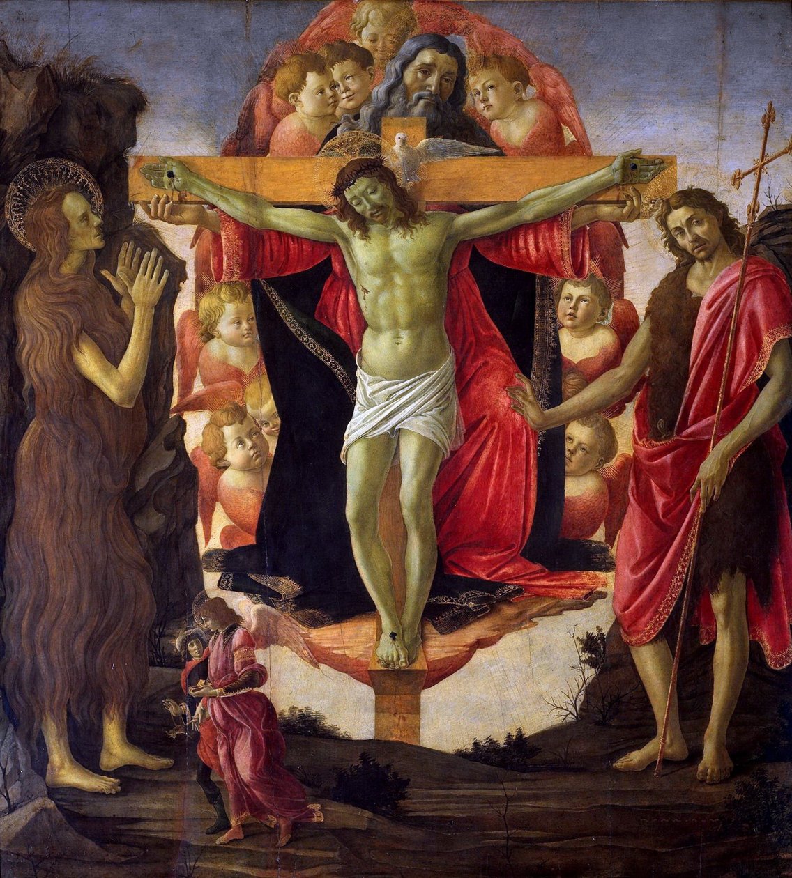 Nejsvětější Trojice se svatými Janem Křtitelem, Marií Magdalénou, Tobiášem a Rafaelem, 1491-1493. od Sandro Botticelli
