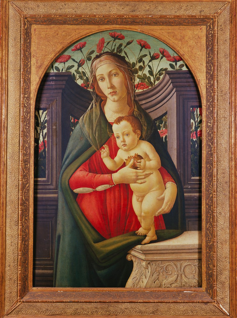 Madonna s dítětem ve výklenku zdobeném růžemi od Sandro Botticelli