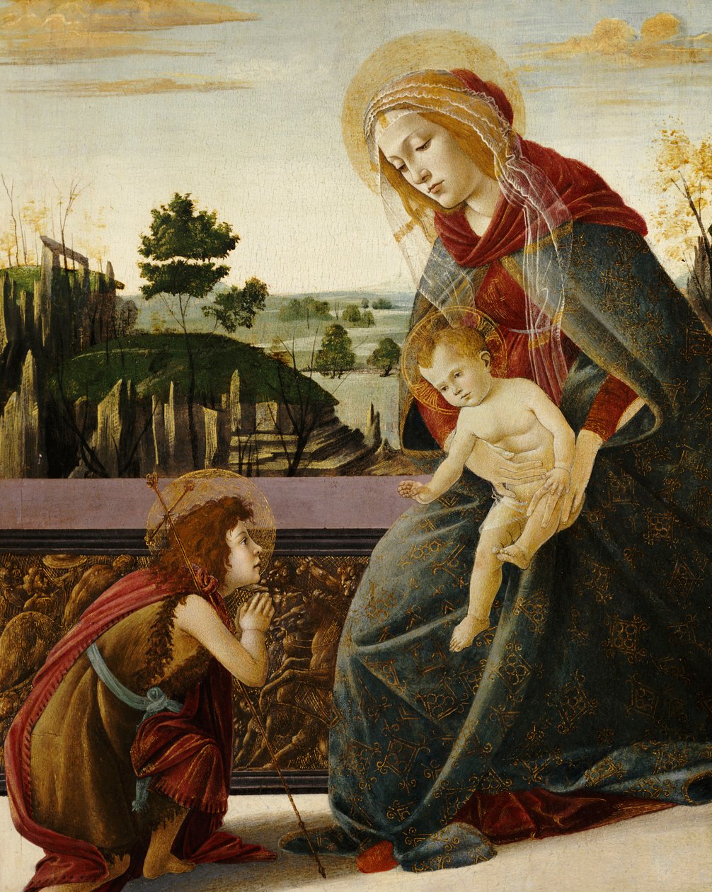 Madona s dítětem s mladým svatým Janem Křtitelem v krajině od Sandro Botticelli