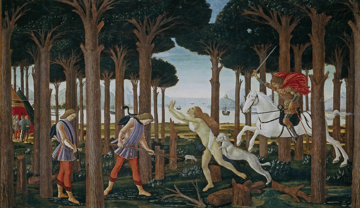 The Story of Nastagio degli Onesti První epizoda, cca 1483 od Sandro Botticelli