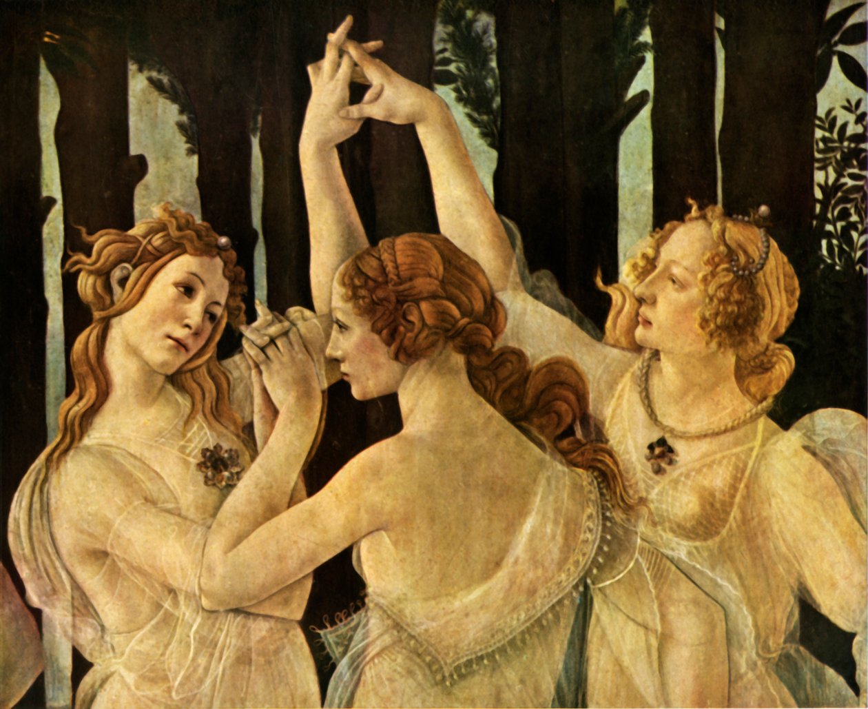 Tři grácie, detail z Primavera, c1478, 1937. od Sandro Botticelli
