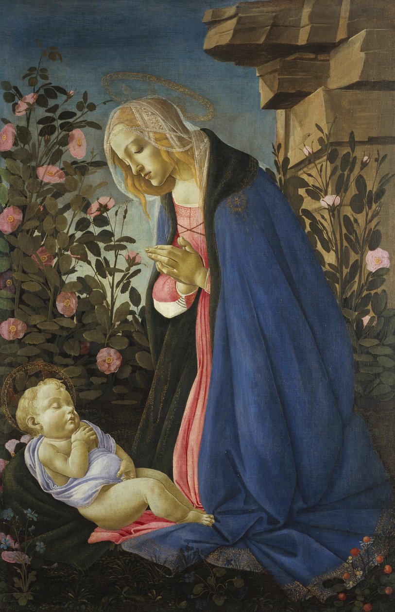 Panna adorující spícího Ježíška od Sandro Botticelli