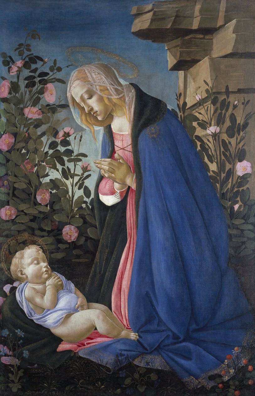 Panna adorující spícího Ježíška od Sandro Botticelli