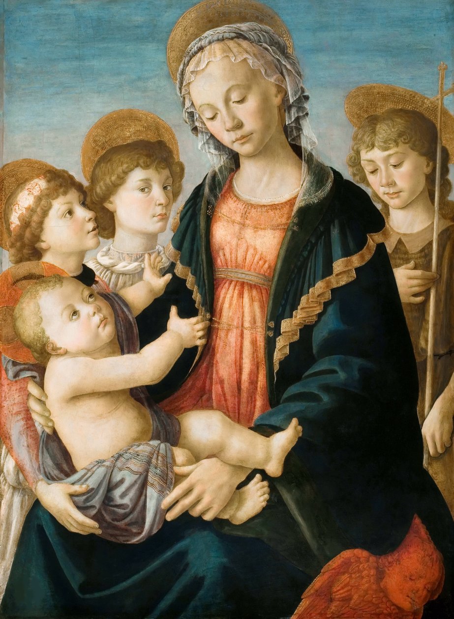 Panna a dítě se dvěma anděly a mladý svatý Jan Křtitel, asi 1467. od Sandro Botticelli