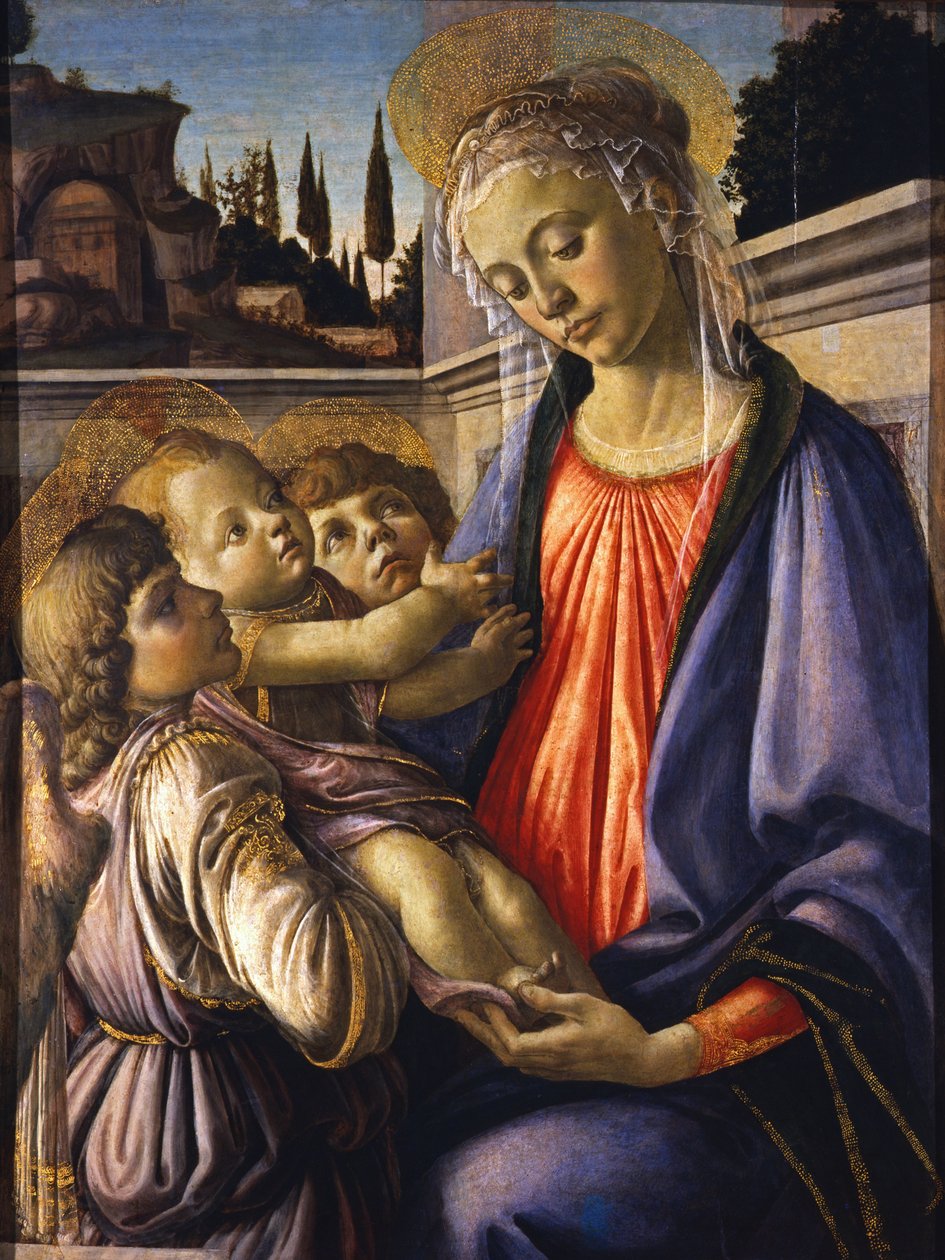 Panna a dítě se dvěma anděly, asi 1470. od Sandro Botticelli