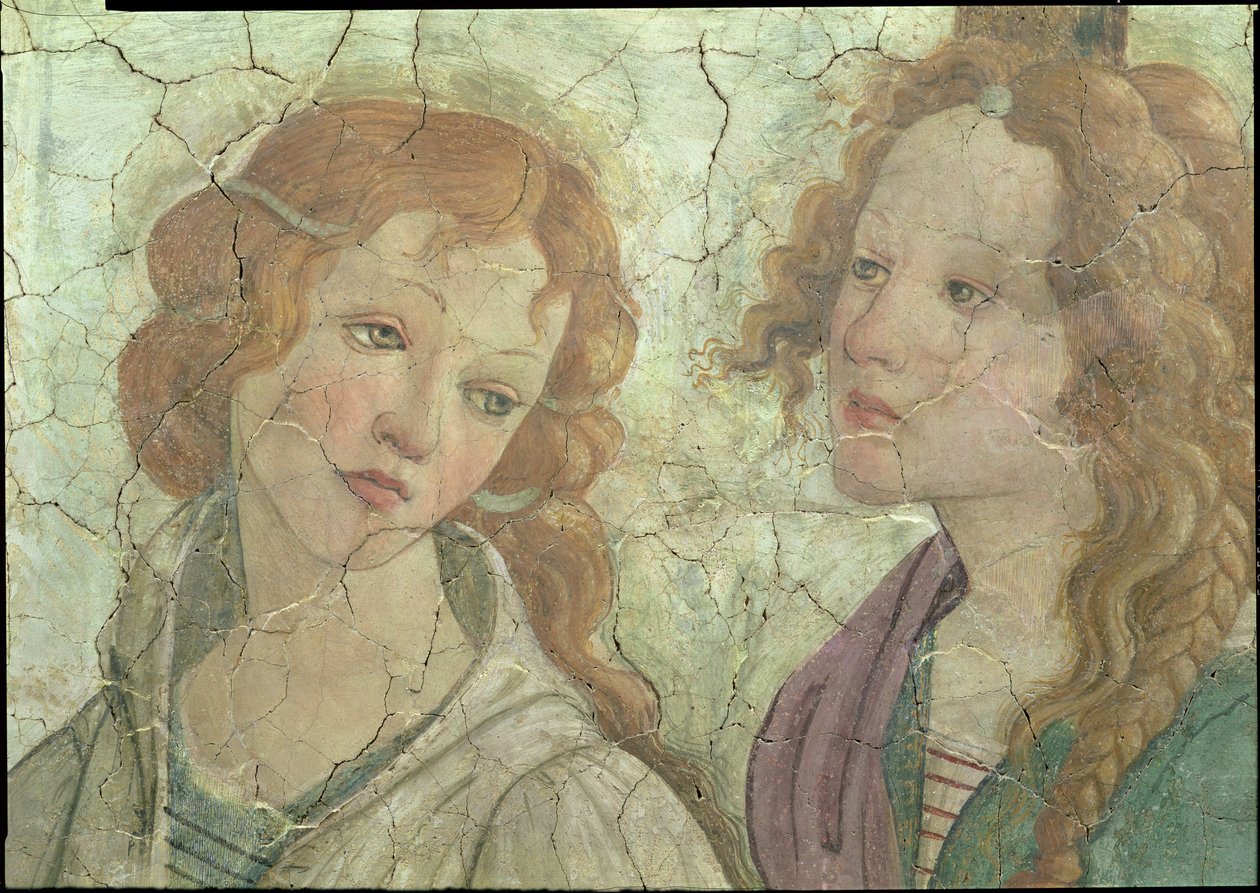 Venuše a tři grácie nabízející dárky mladé dívce, detail jedné z grácií, c.1483 detail fresky z 33760 viz také 93891-3 od Sandro Botticelli