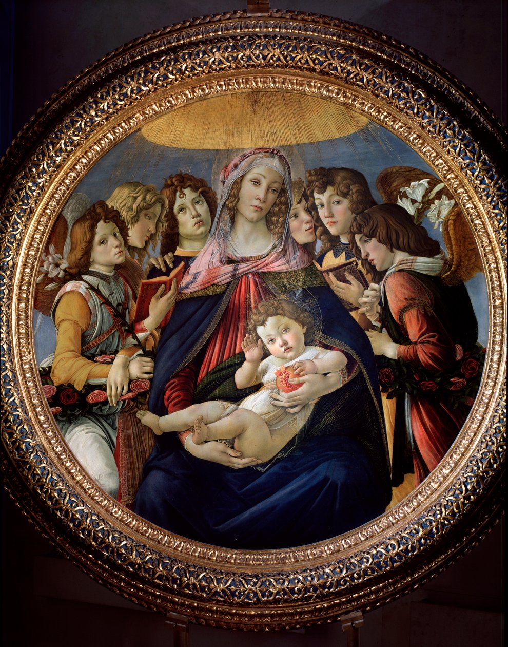 Panna a dítě a šest andělů řekli Madonna della Melagrana nebo Melograno od Sandro Botticelli