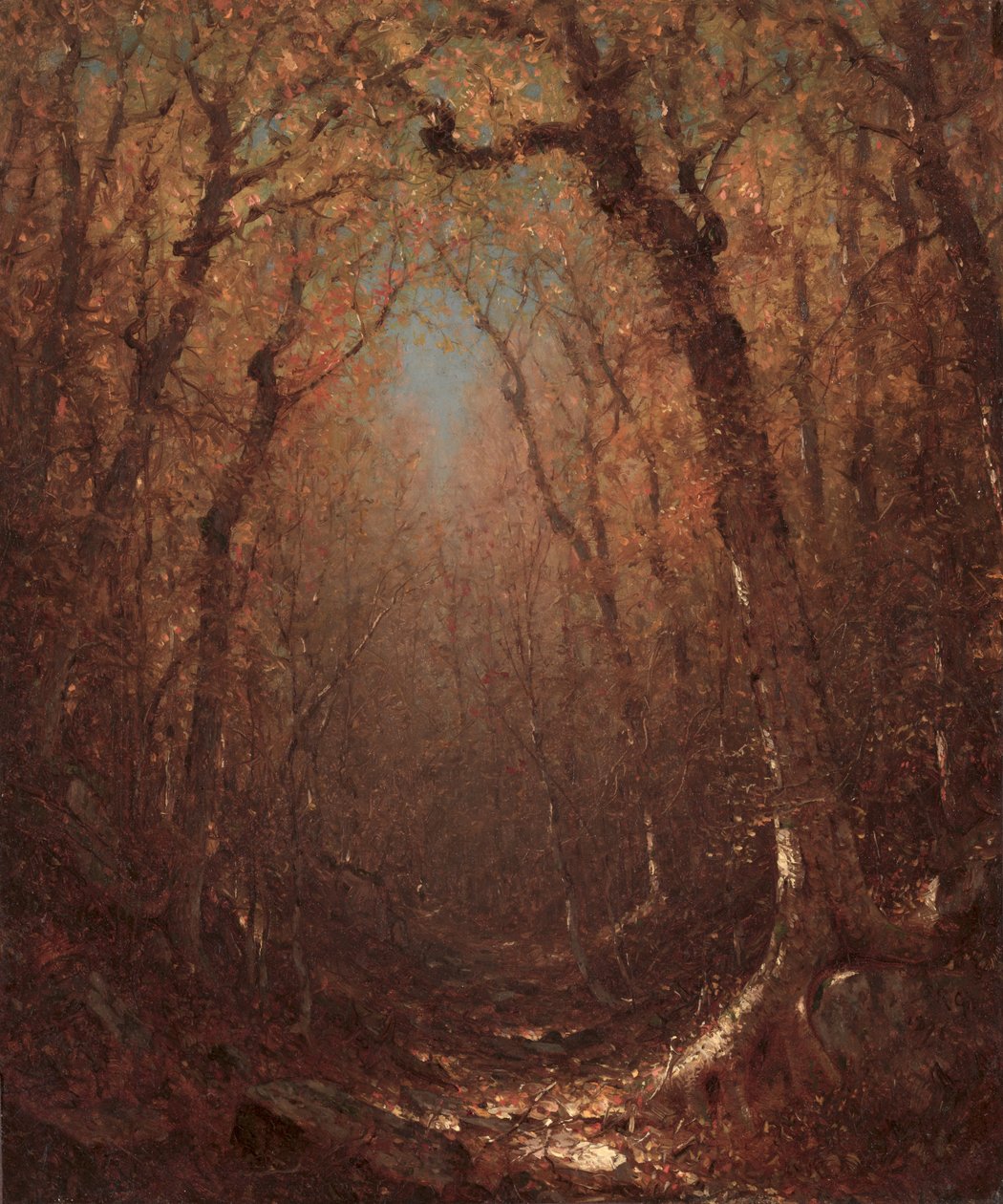 Podzim, lesní cesta od Sanford Robinson Gifford