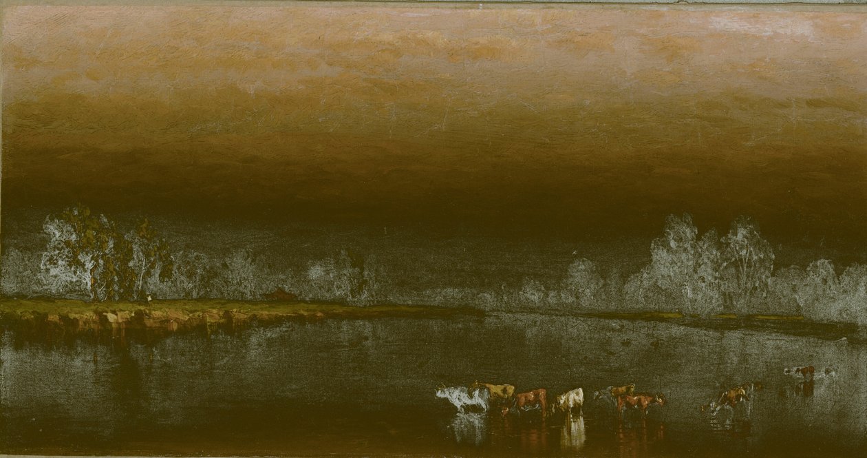 Krávy v rybníku při západu slunce, 1860. od Sanford Robinson Gifford