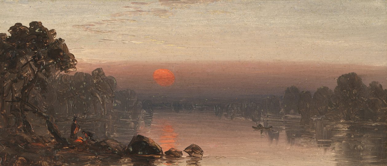 Indiáni u táboráku - Měsíc vychází od Sanford Robinson Gifford
