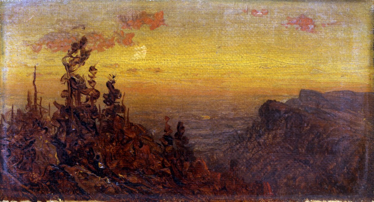 Indiáni u táborového ohně – Moon Rising, n. d. od Sanford Robinson Gifford