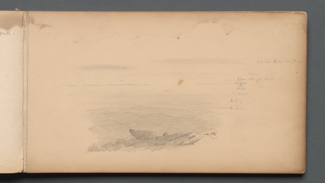 Sketchbook, strana 04: Sea Scape with Color Notations, 1859. od Sanford Robinson Gifford