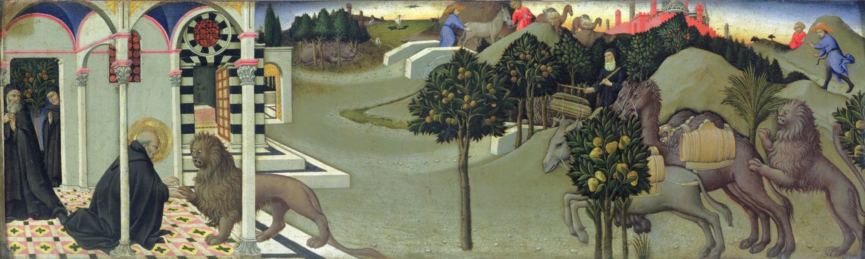 Svatý Jeroným a lev, 1444 od Sano di Pietro