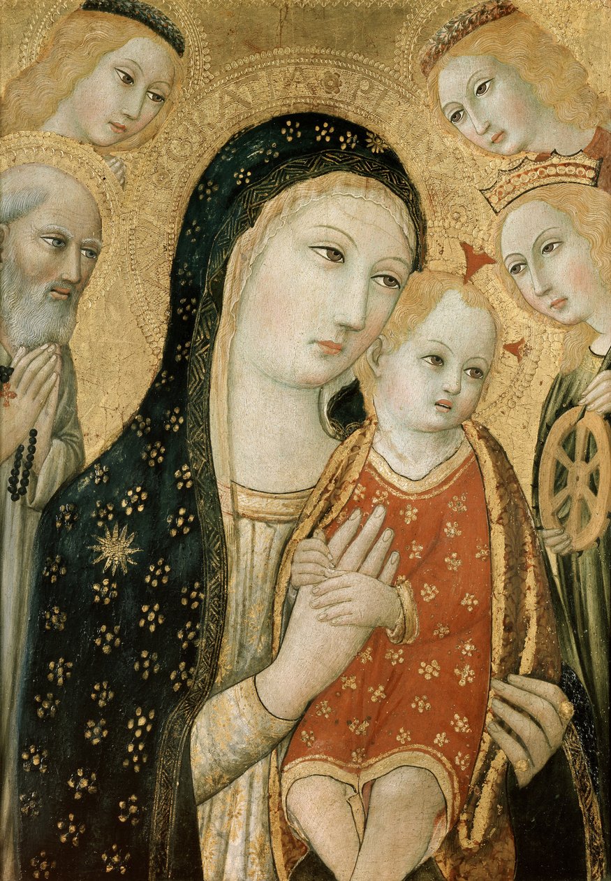 Madonna a dítě s SS. Dominik a Kateřina Alexandrijská, 15. století od Sano di Pietro