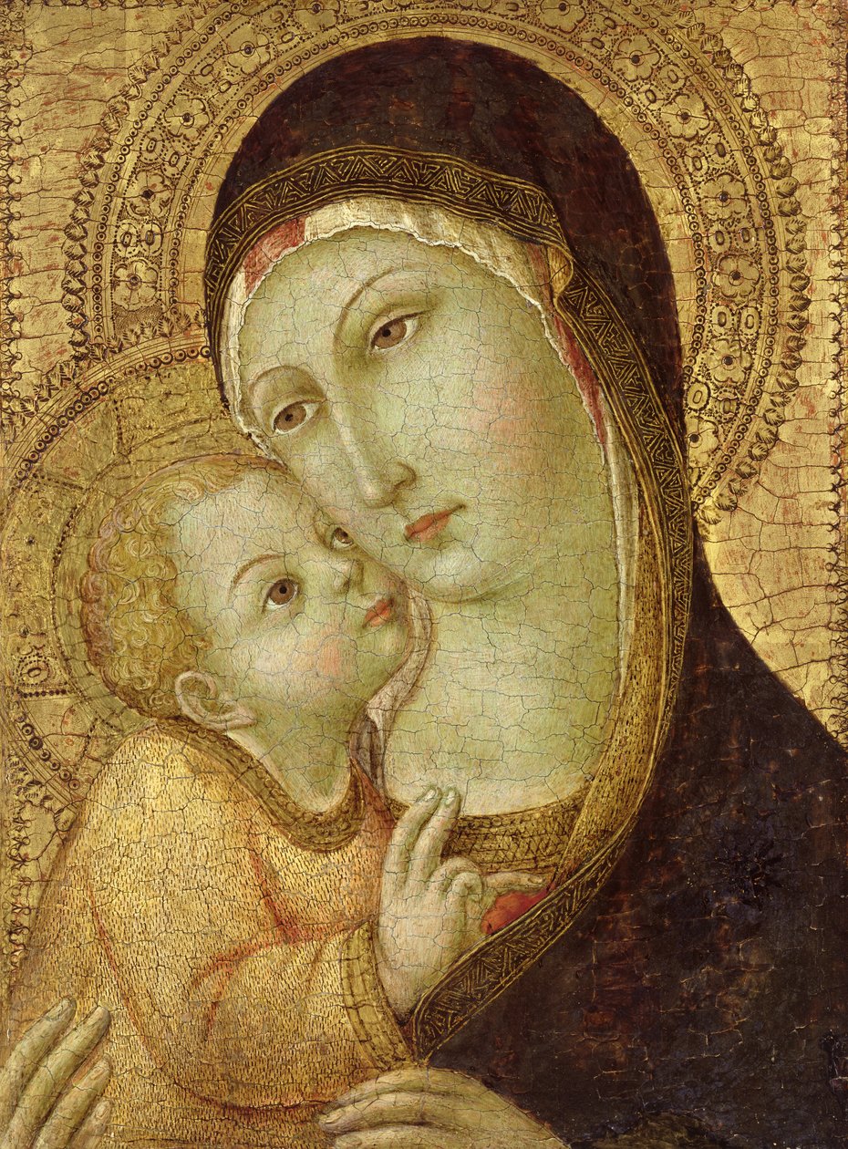 Madonna a dítě (tempera a zlatý list na panelu) od Sano di Pietro