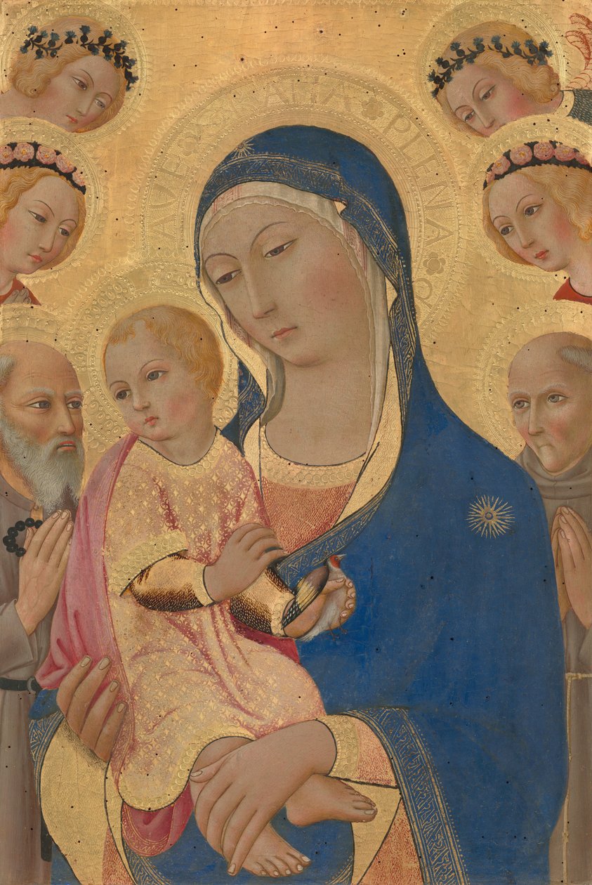 Madona s dítětem se svatým Jeronýmem, svatým Bernardinem a anděly, c. 14601470. od Sano di Pietro