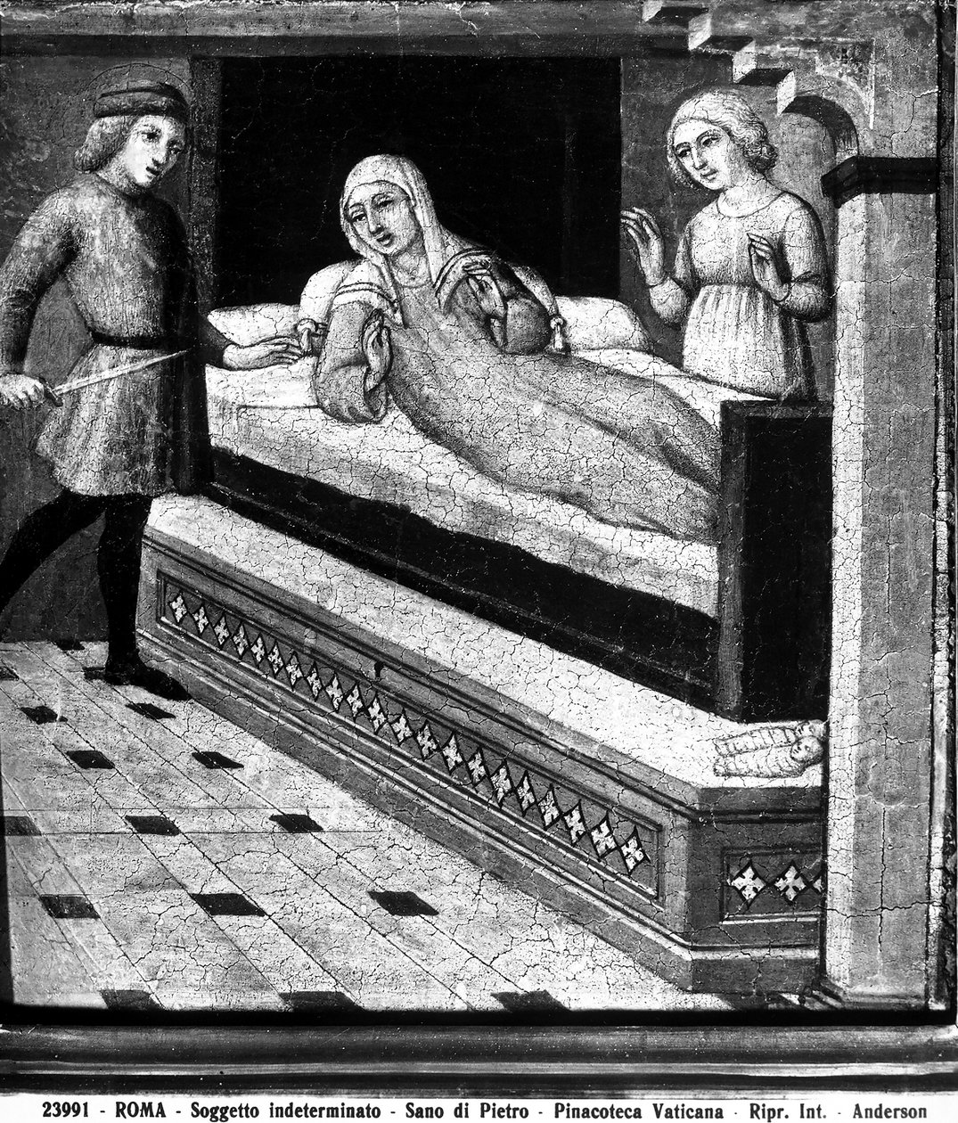 Zázrak mrtvě narozeného dítěte, kolem roku 1450 od Sano di Pietro