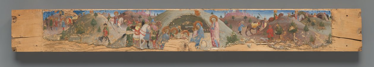 Die Anbetung der Heiligen Drei Könige mit knienden Mitgliedern der Bruderschaft od Sano di Pietro